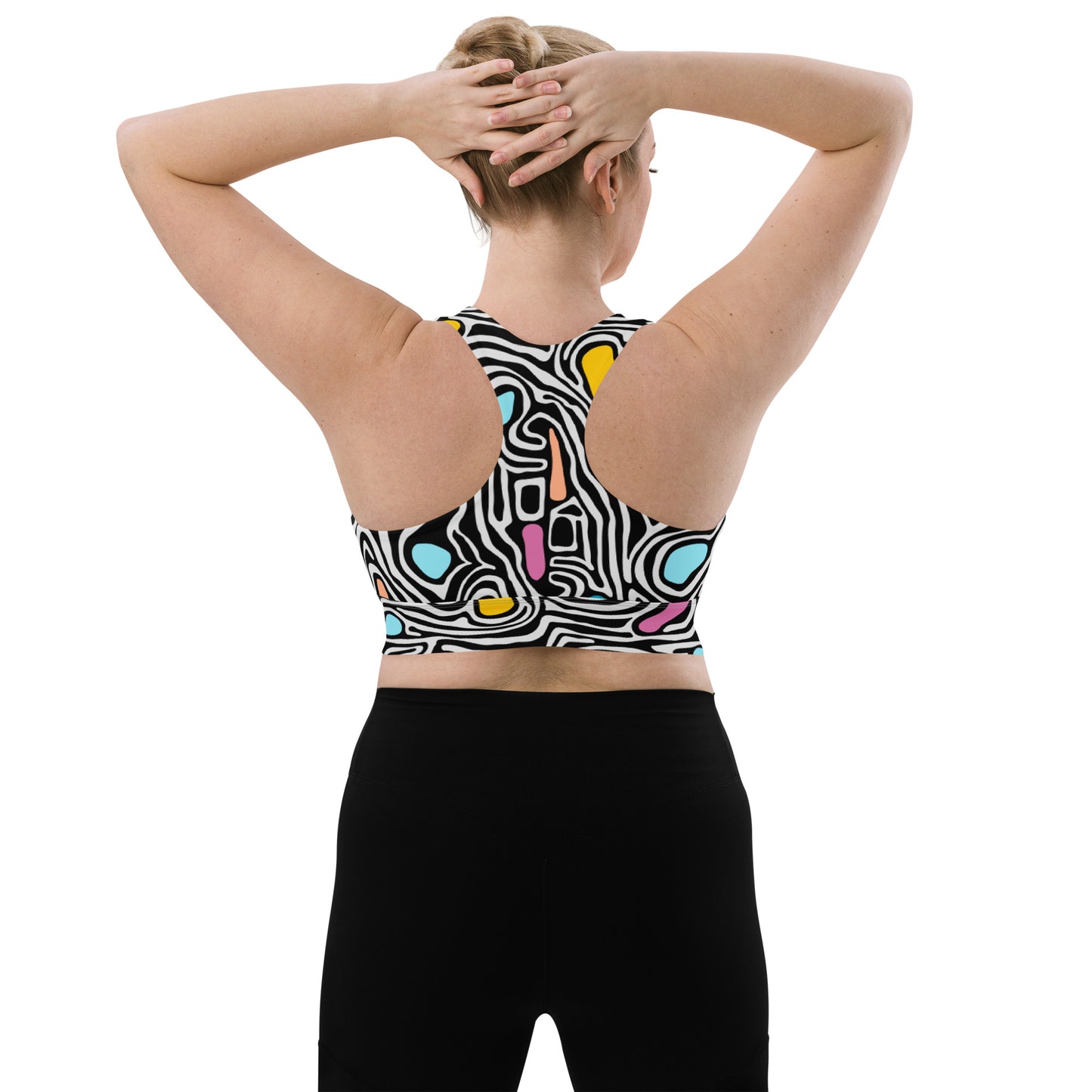 Colorful Twirls-Retro Longline Sports Bra