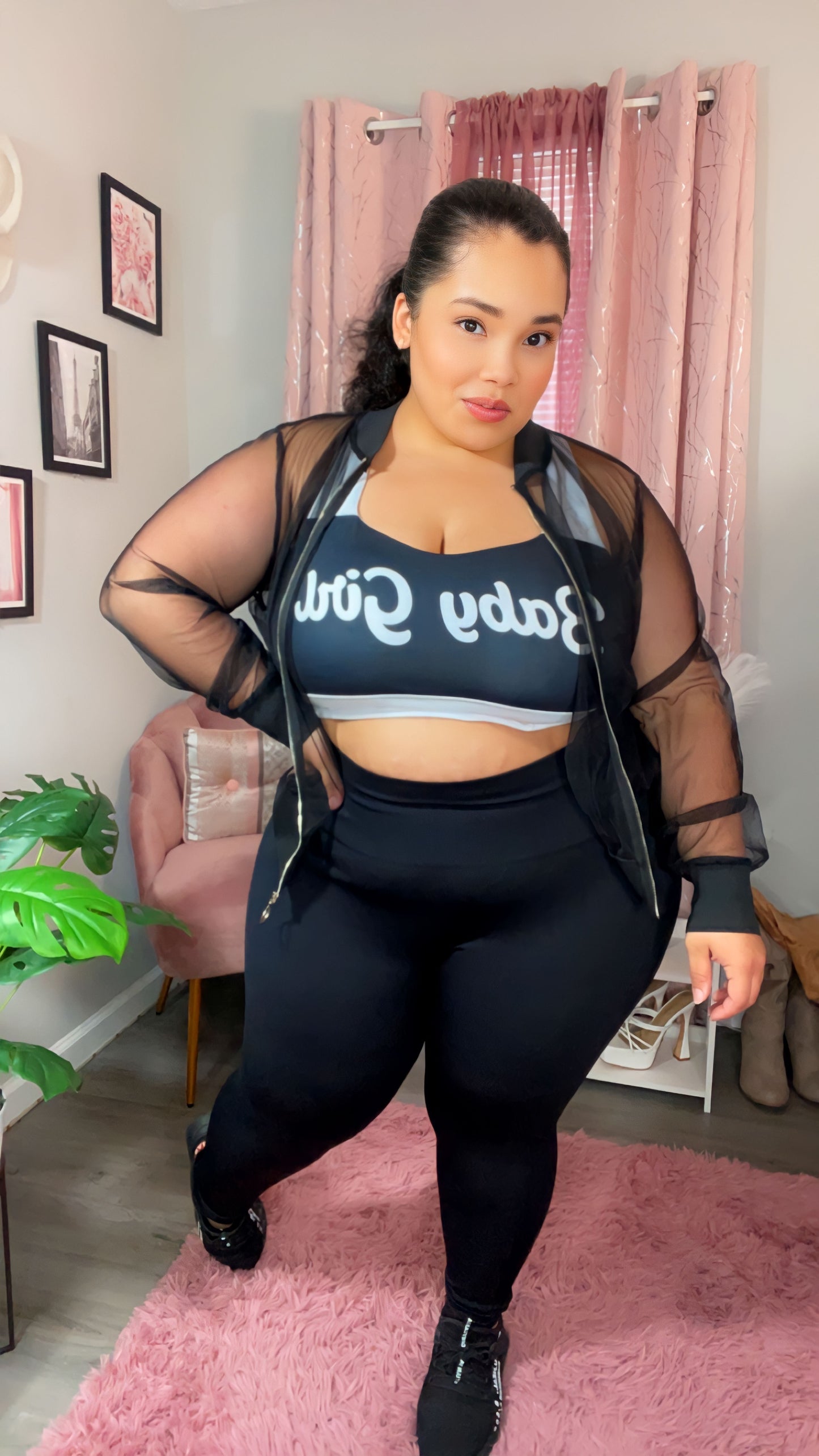 Babygirl-Longline sports bra(black&white)
