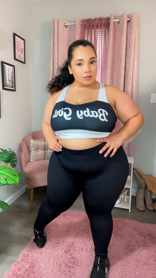 Babygirl-Longline sports bra(black&white)