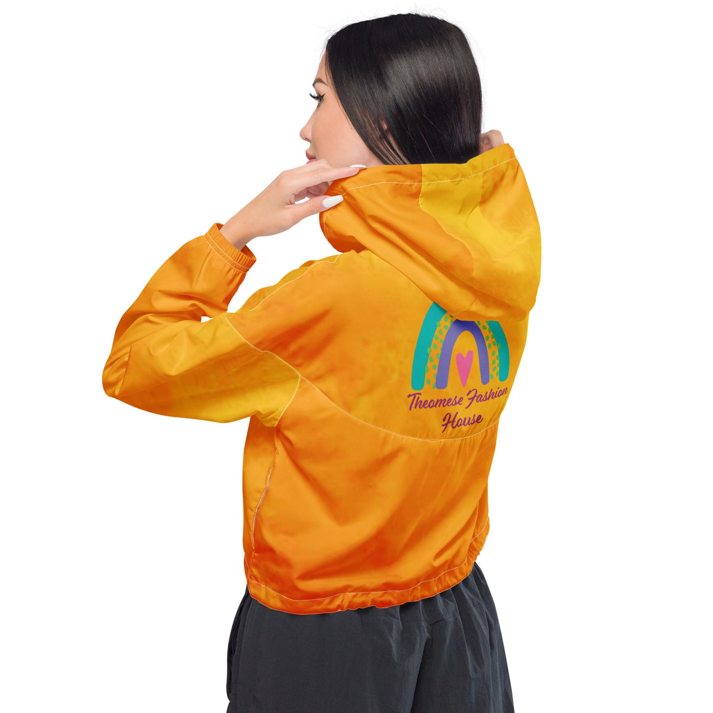 Orange Sunset-Signature Cropped Windbreaker