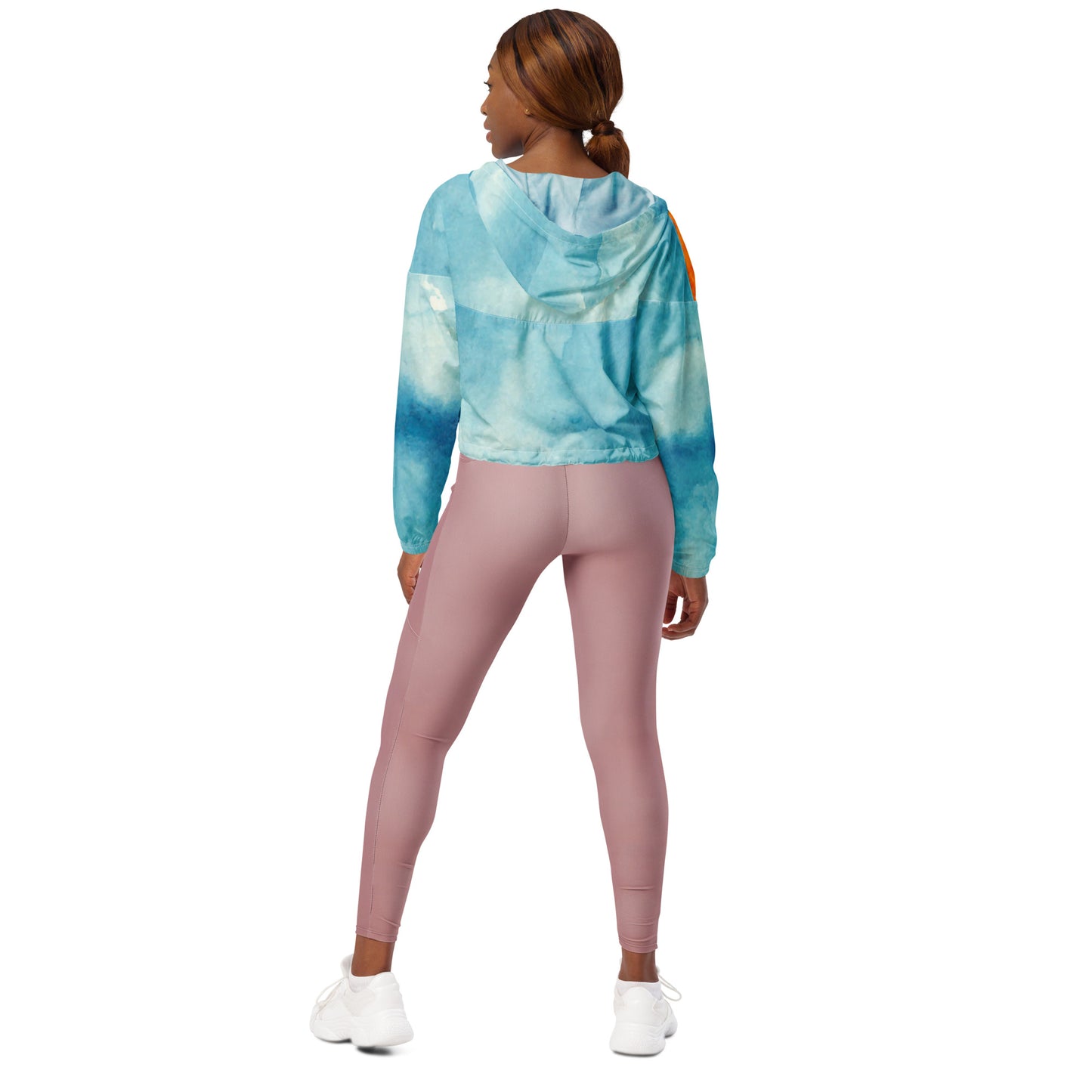 Sunset Orange&Sky Blue-Cropped Windbreaker