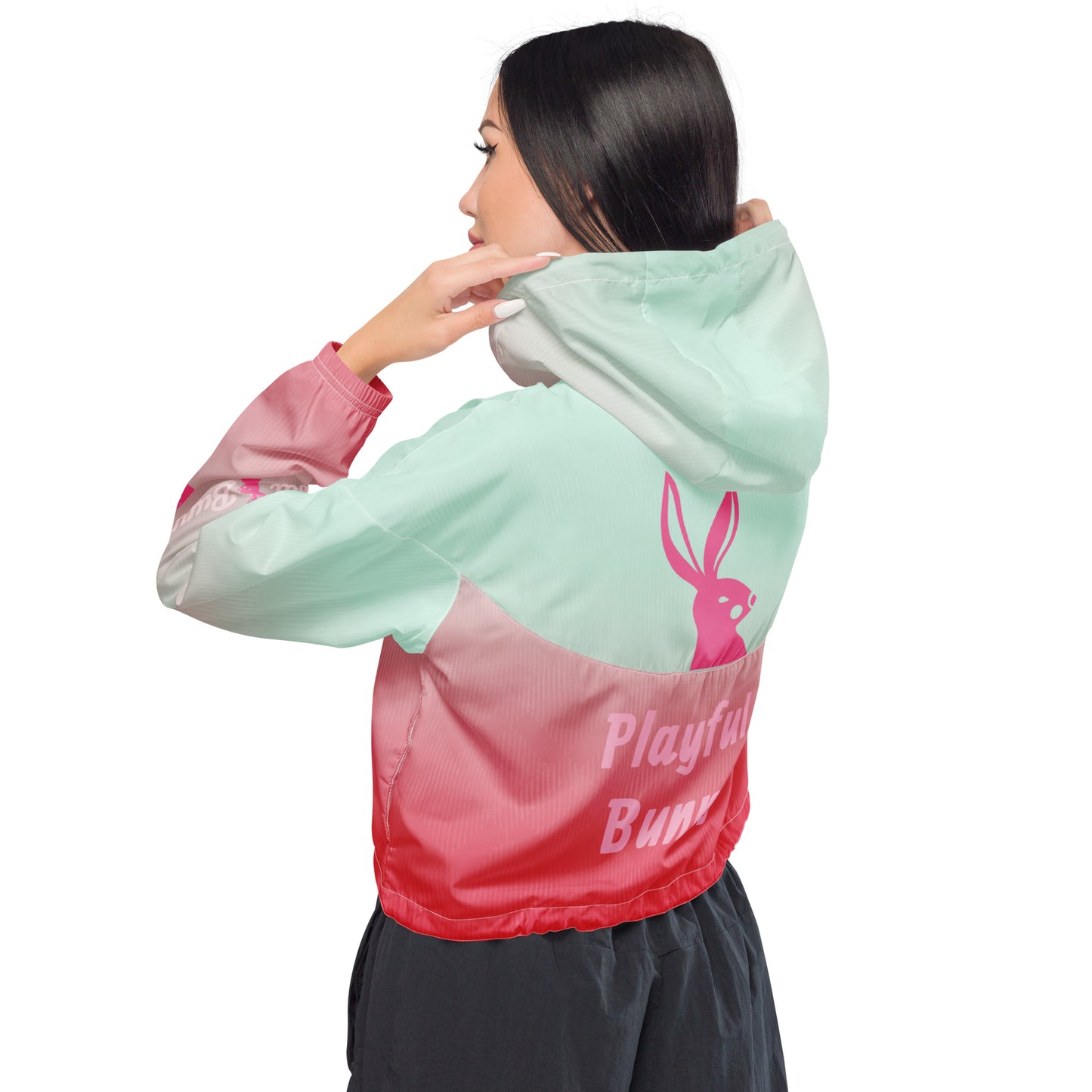 Playful Bunny-Cropped Windbreaker