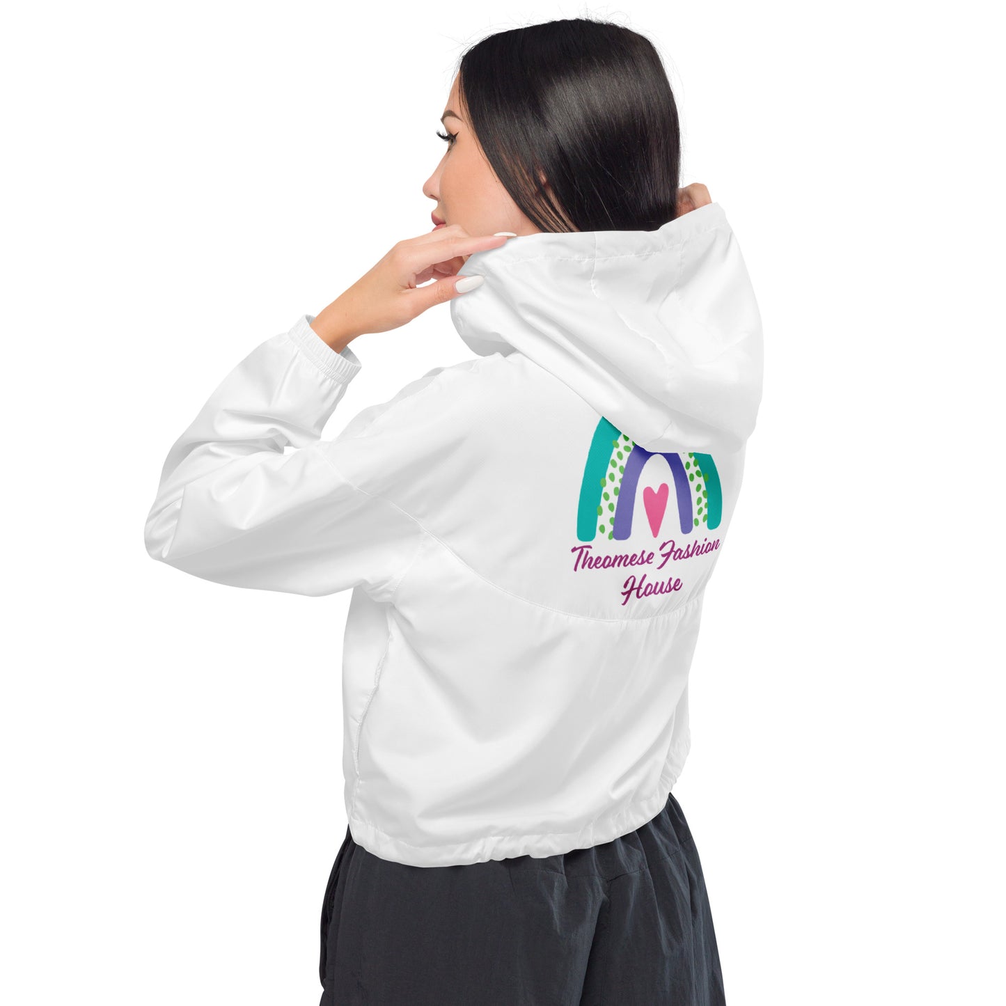 White Signature- Cropped Windbreaker
