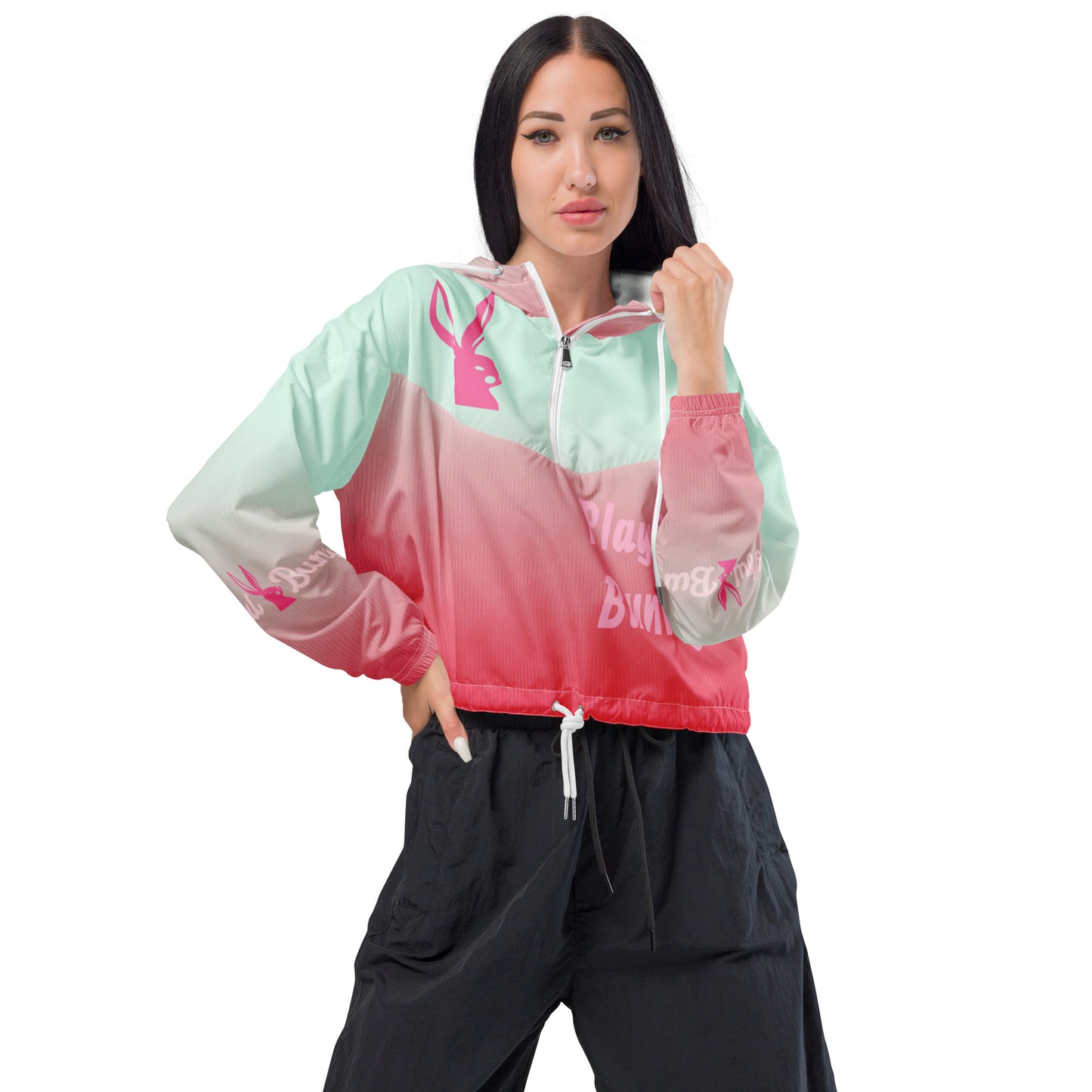 Playful Bunny-Cropped Windbreaker