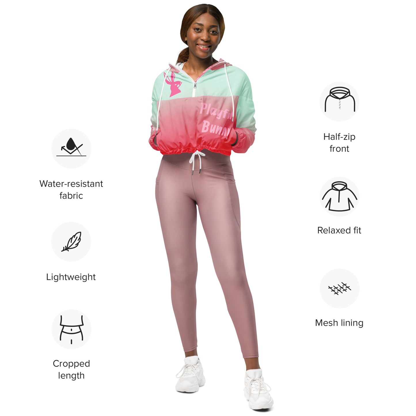 Playful Bunny-Cropped Windbreaker