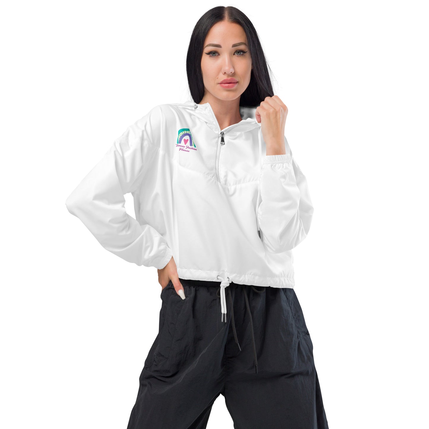 White Signature- Cropped Windbreaker