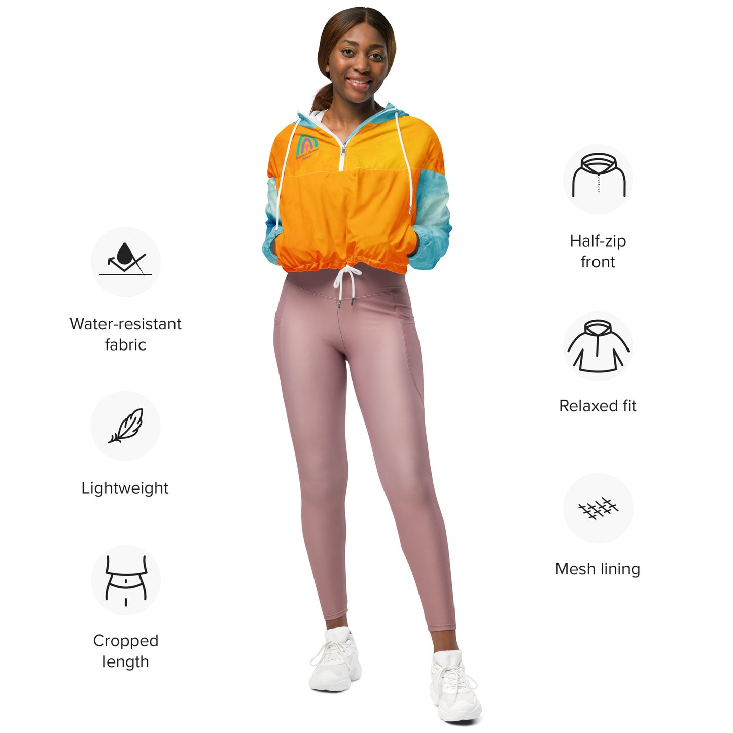 Sunset Orange&Sky Blue -Signature Cropped Windbreaker
