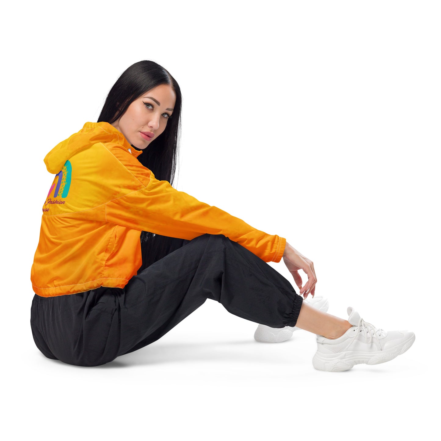 Orange Sunset-Signature Cropped Windbreaker