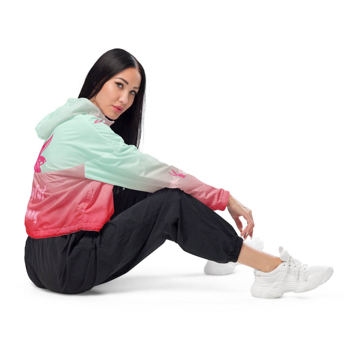 Playful Bunny-Cropped Windbreaker