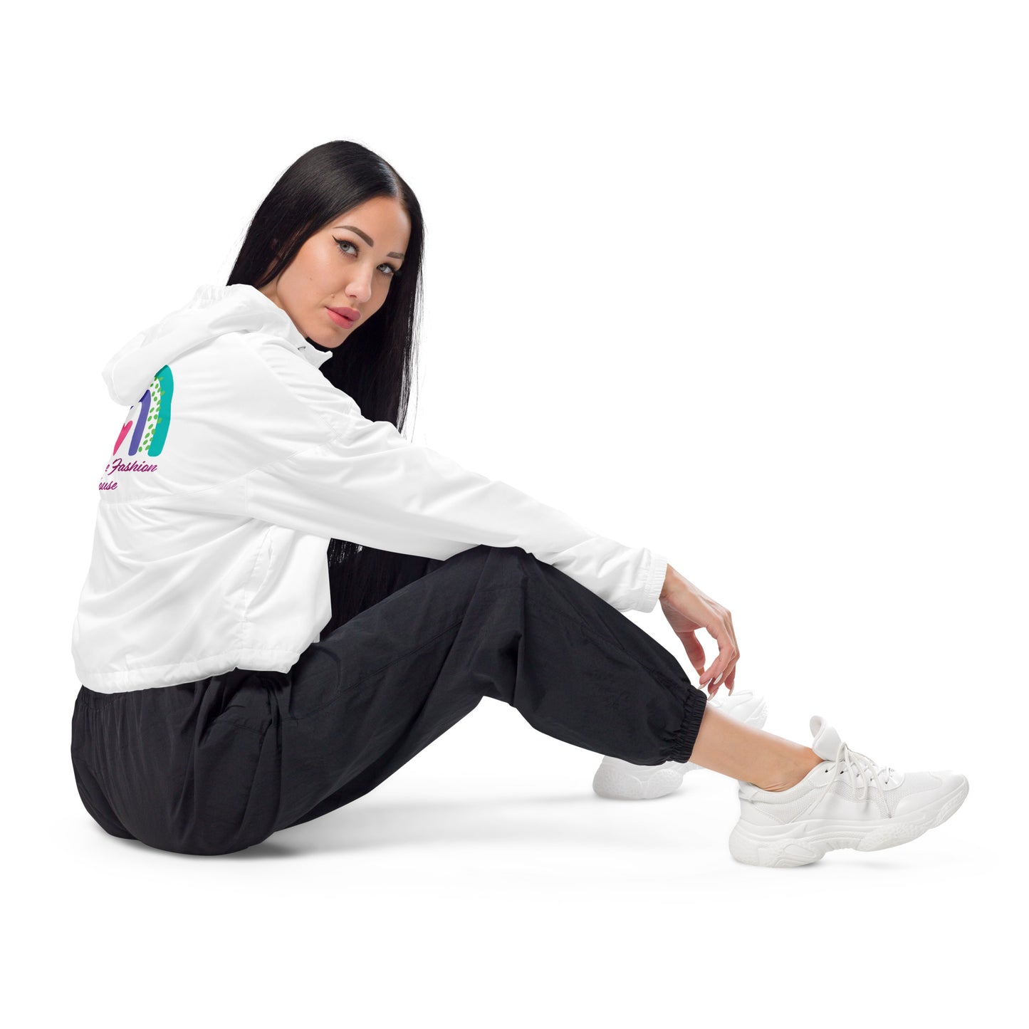 White Signature- Cropped Windbreaker