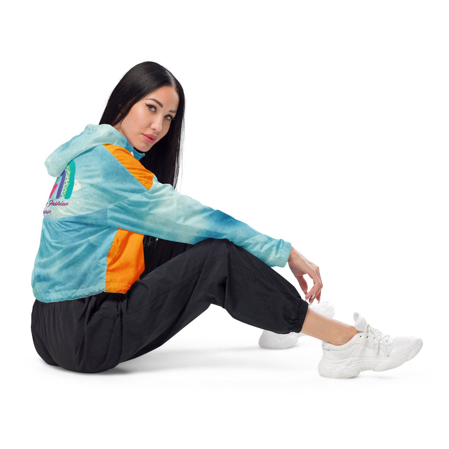 Sunset Orange&Sky Blue -Signature Cropped Windbreaker