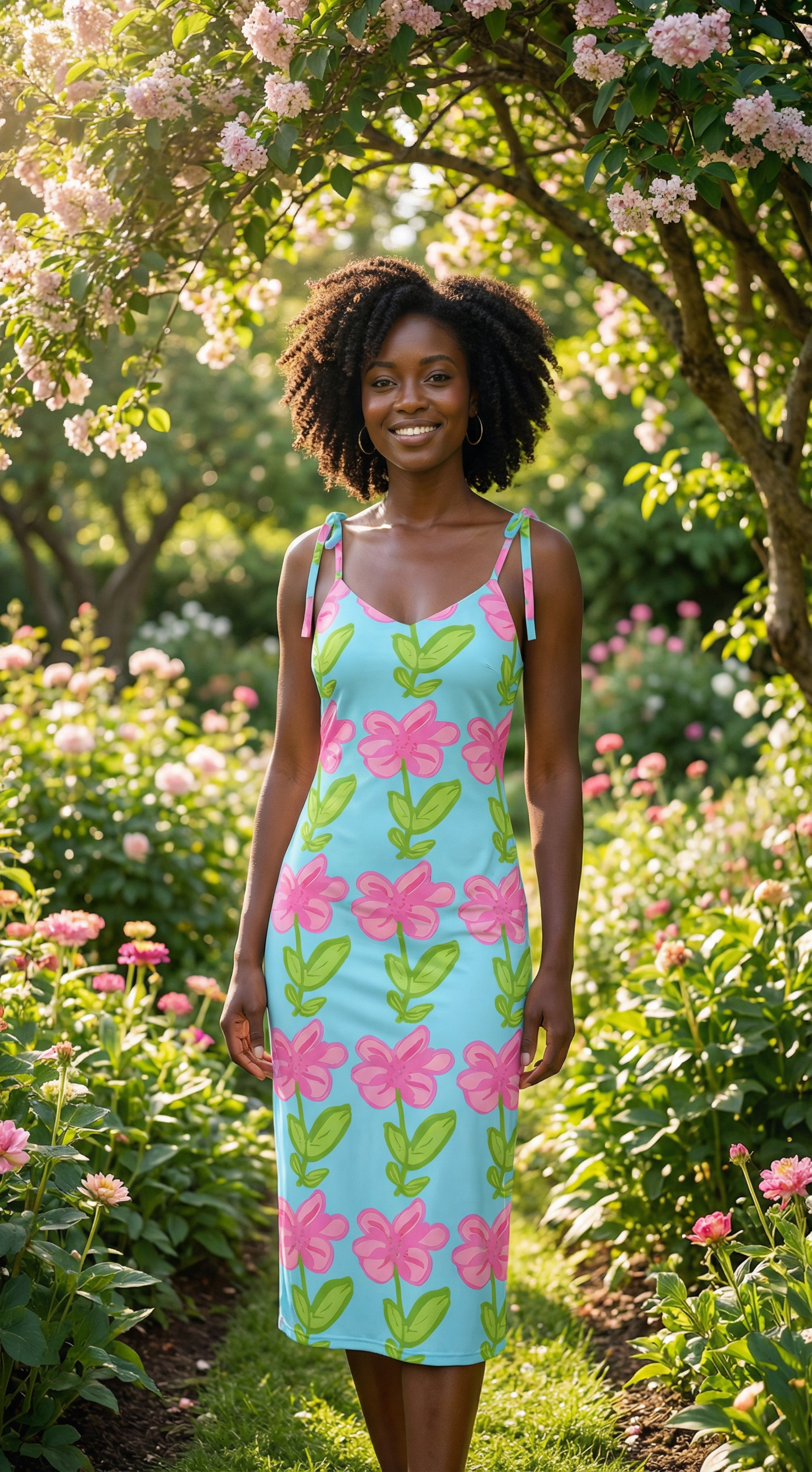 Pink Lilly-Tie Strap Midi Dress
