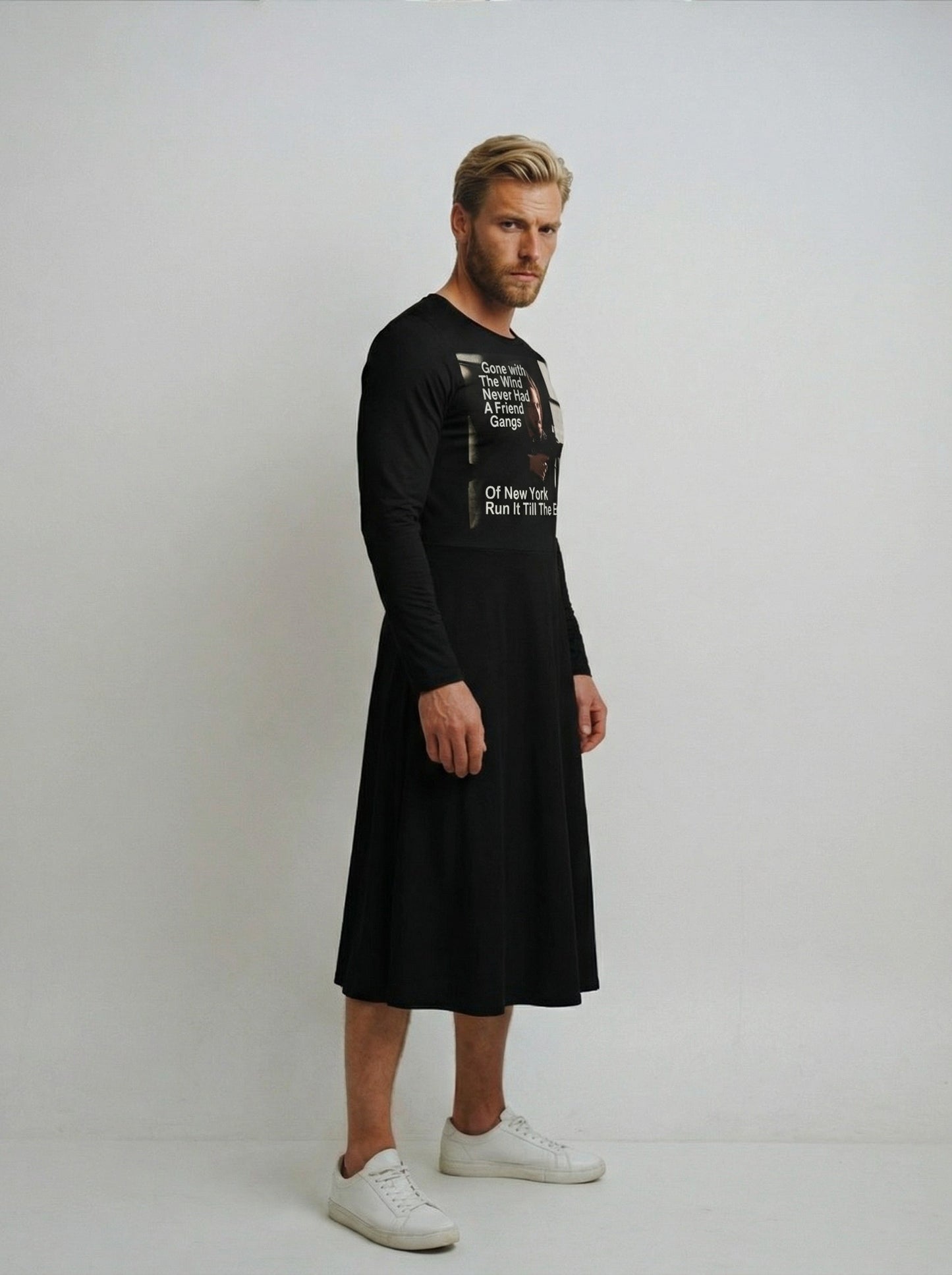 Unisex-Sin City- Long sleeve midi Dress