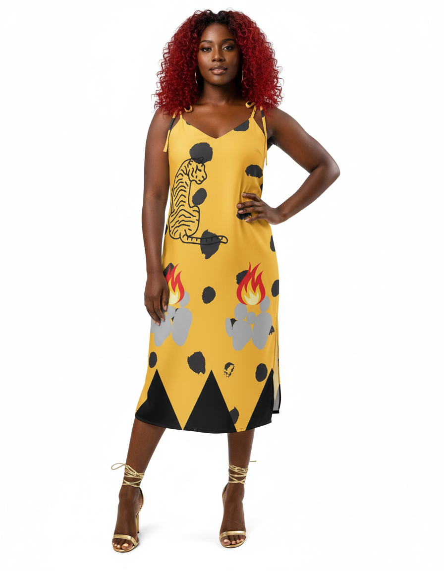Tribal Kitty-Tie Strap Midi Dress