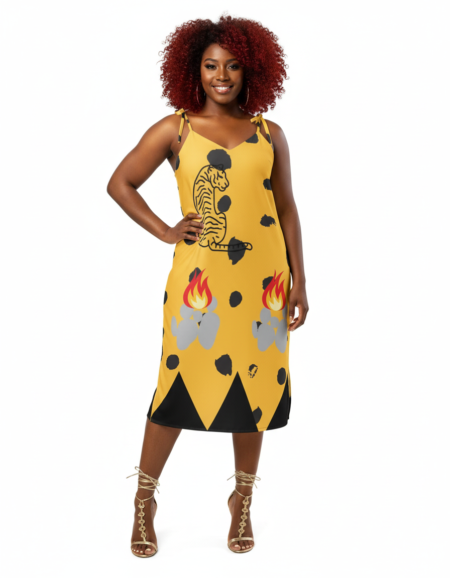 Tribal Kitty-Tie Strap Midi Dress