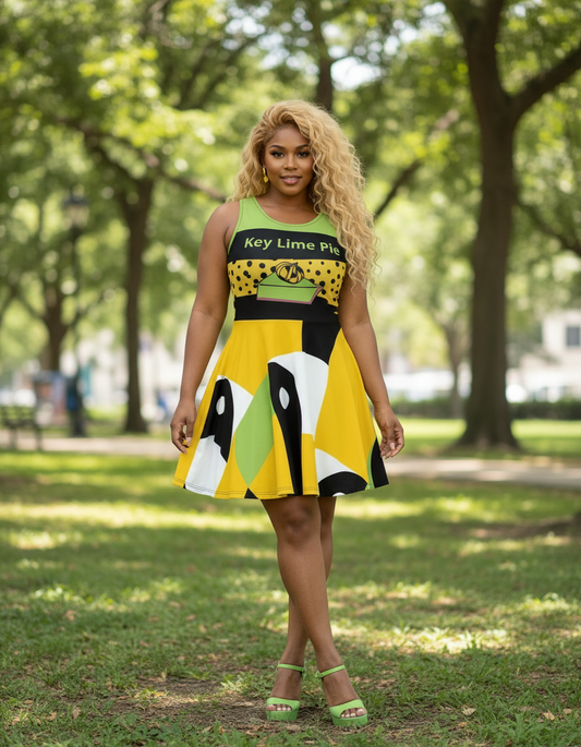 Key Lime Pie-Flare Dress (Green icing with back art)