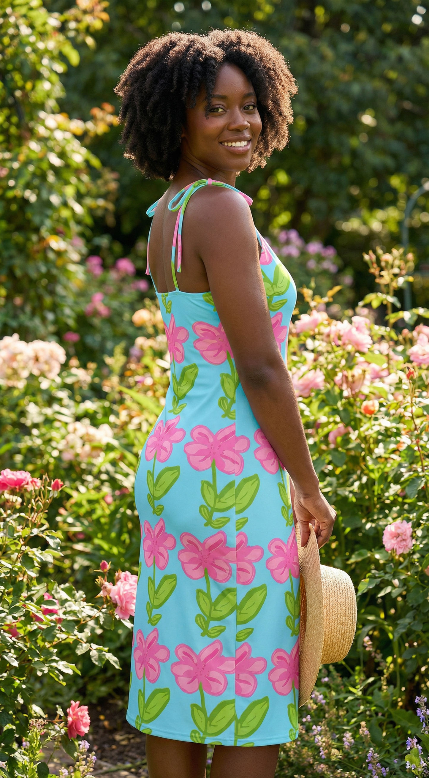 Pink Lilly-Tie Strap Midi Dress