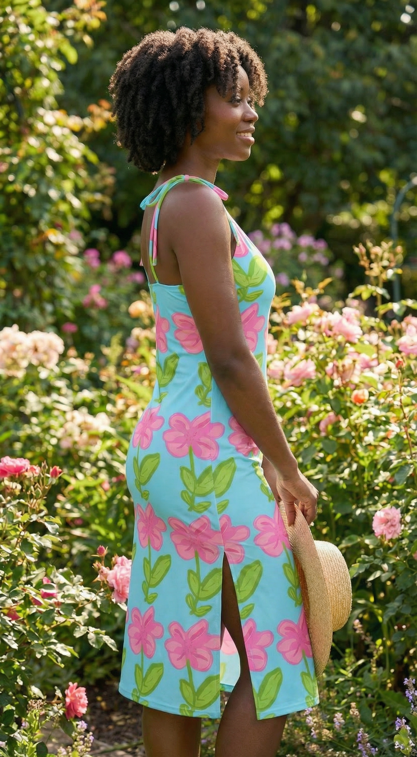 Pink Lilly-Tie Strap Midi Dress
