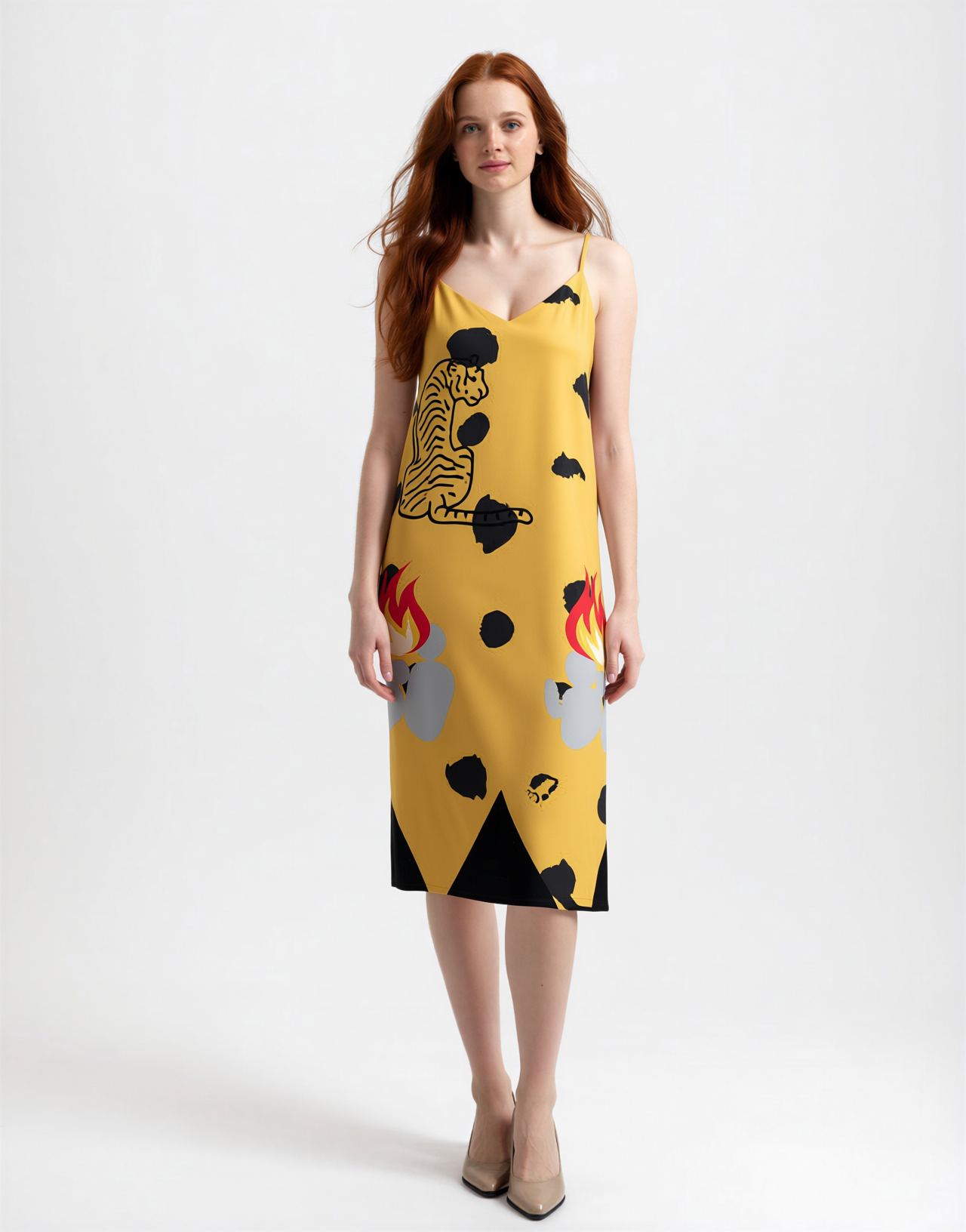 Tribal Kitty-Tie Strap Midi Dress