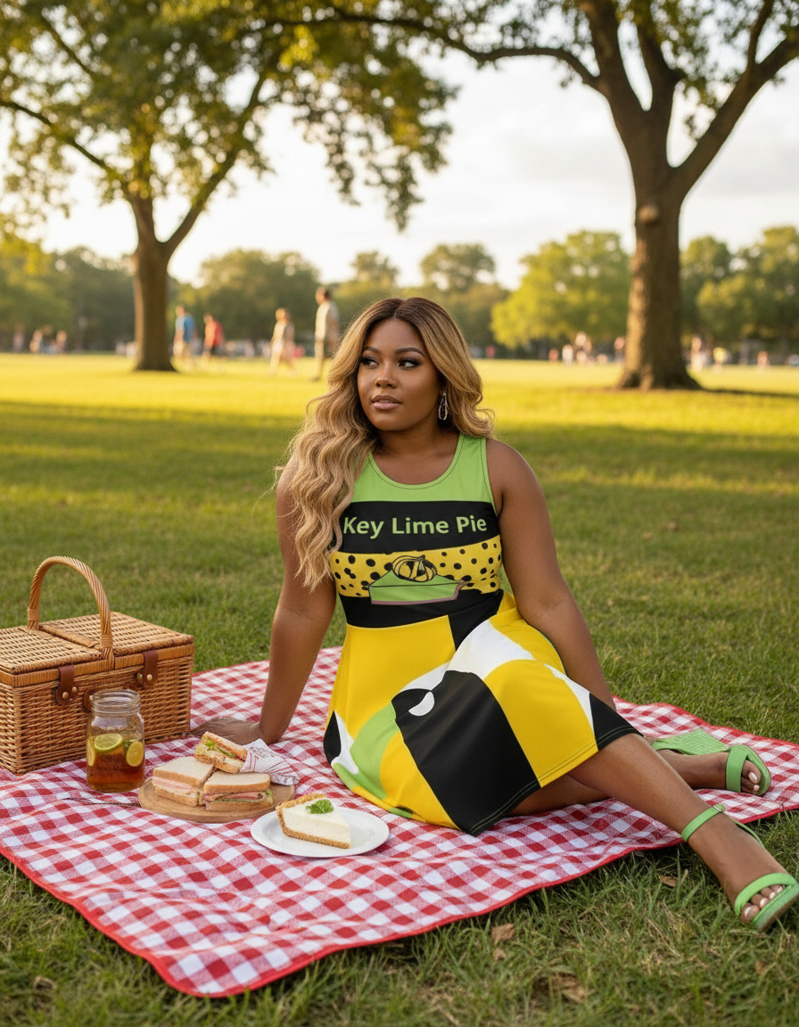 Key Lime Pie-Flare Dress (Green icing with back art)