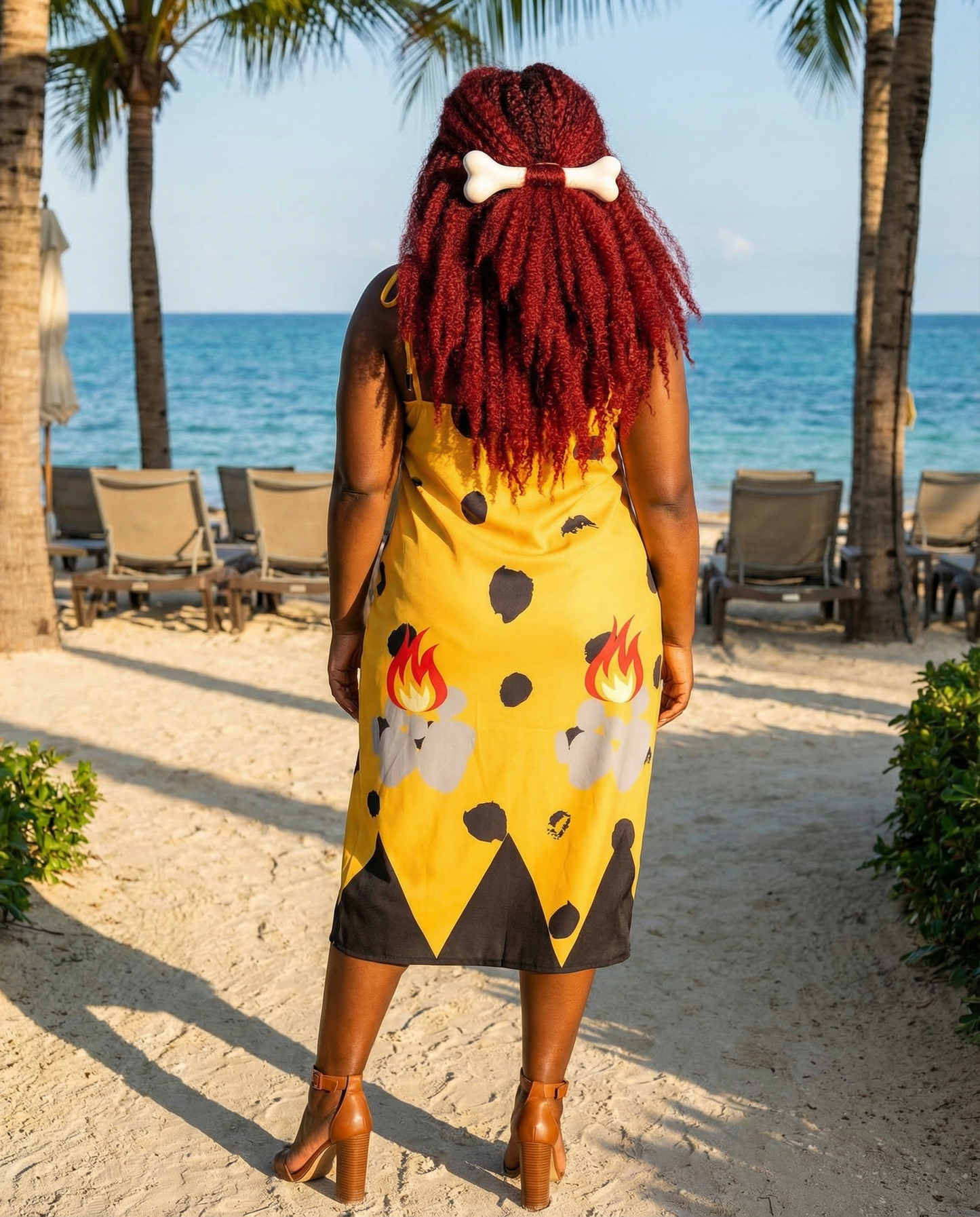 Tribal Kitty-Tie Strap Midi Dress