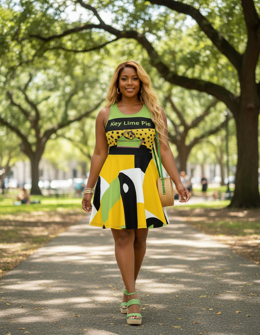 Key Lime Pie-Flare Dress (Green icing with back art)