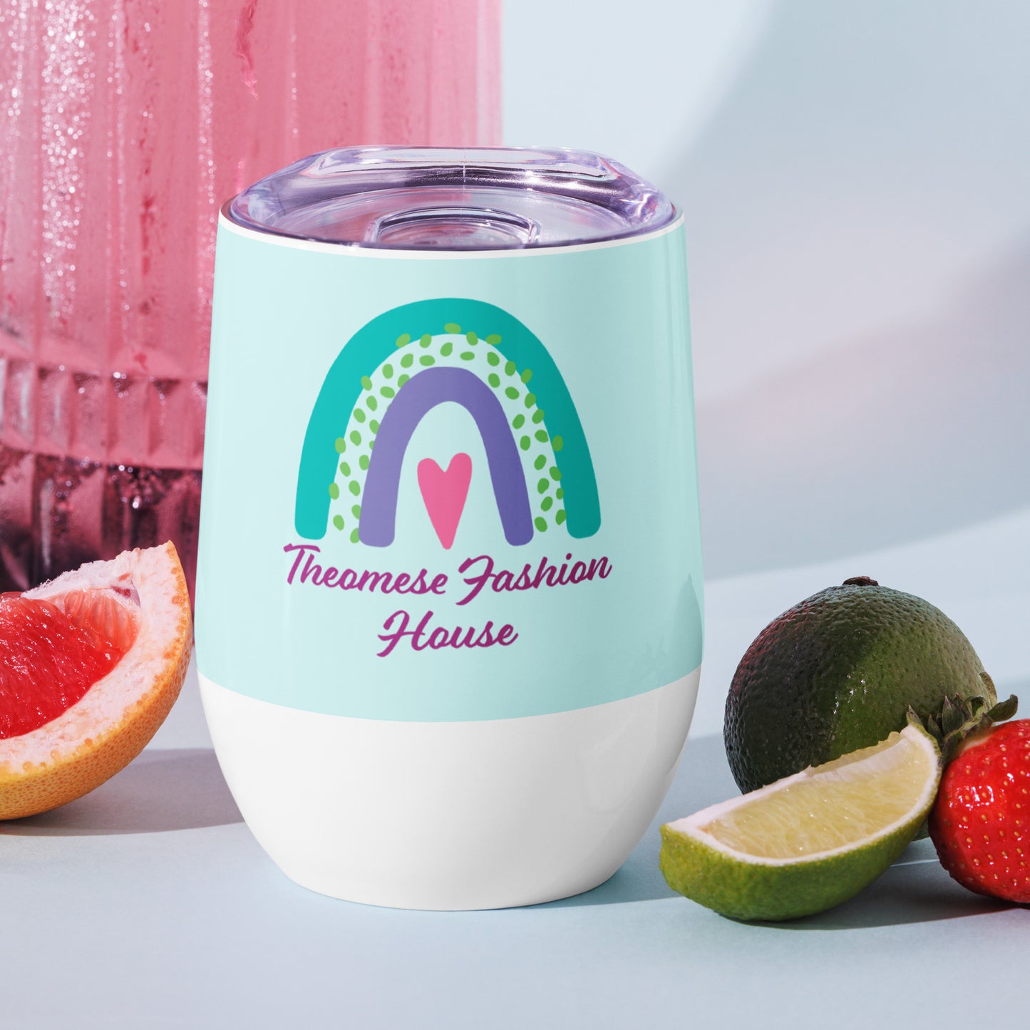 Signature Wine Tumbler(Baby Blue&White)