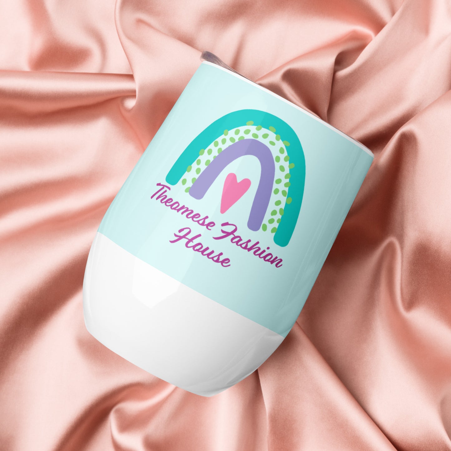 Signature Wine Tumbler(Baby Blue&White)