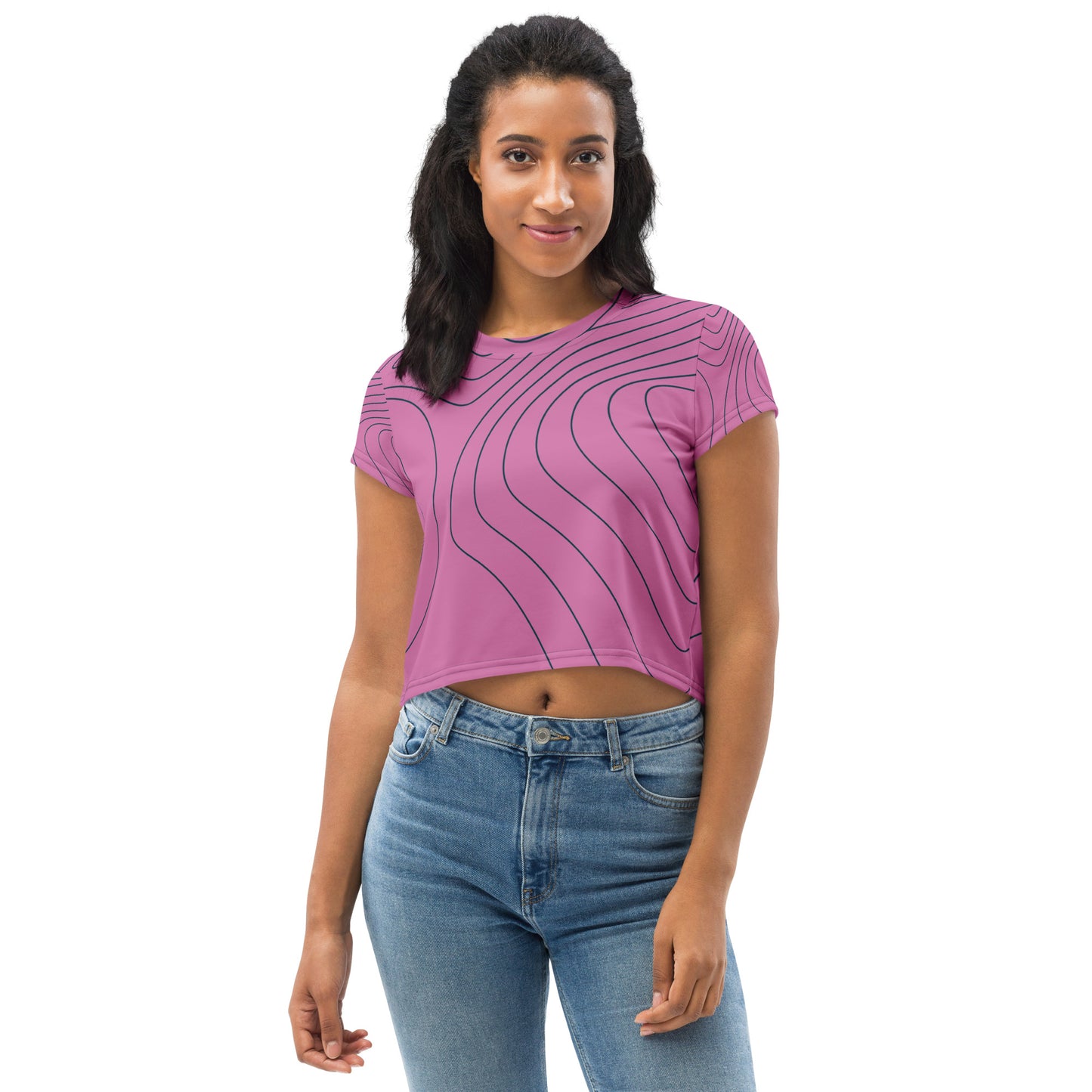 Pink Swirl- Retro Crop Tee