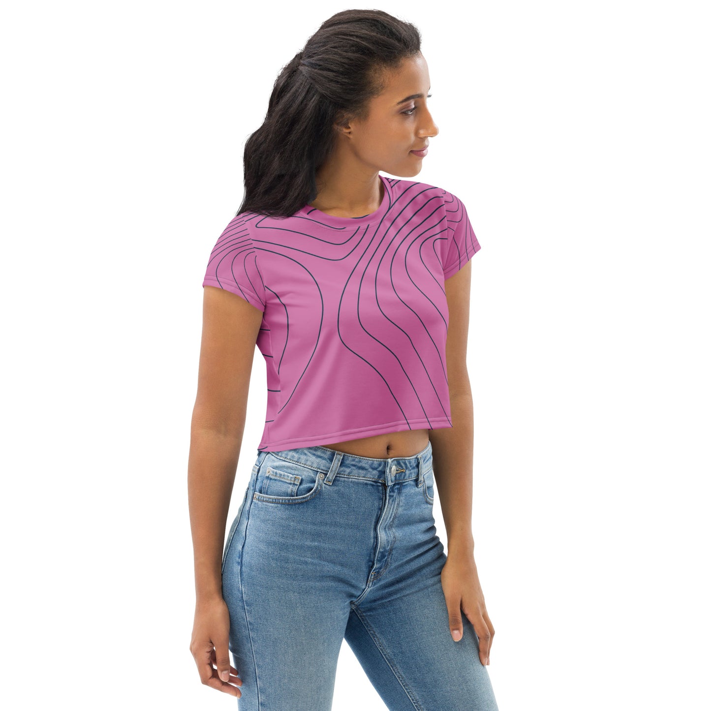 Pink Swirl- Retro Crop Tee