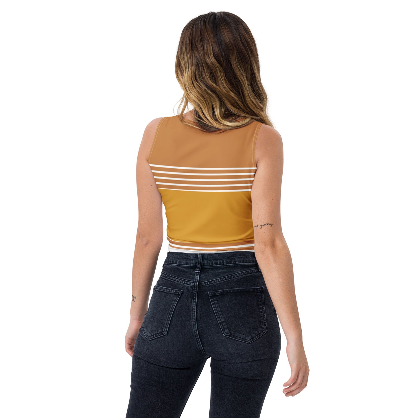 Brown Striped-Crop Top
