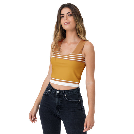 Brown Striped-Crop Top