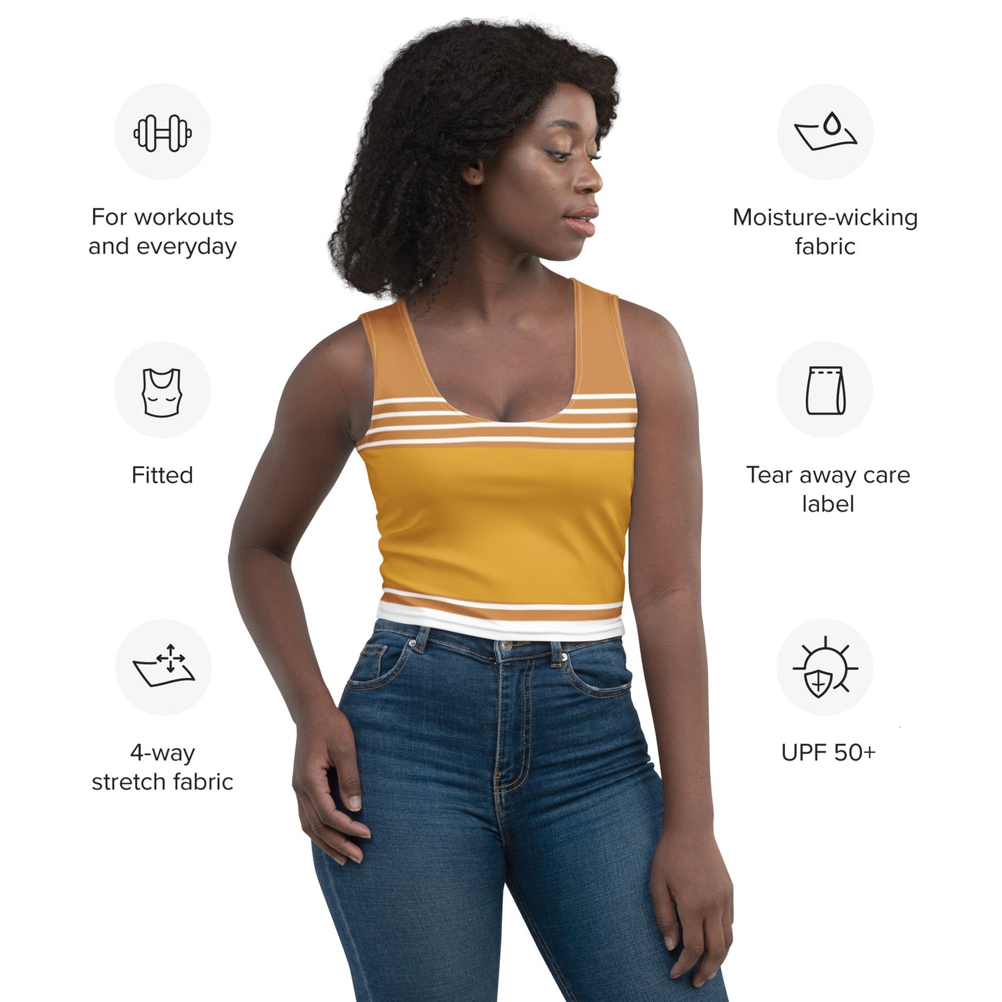Brown Striped-Crop Top