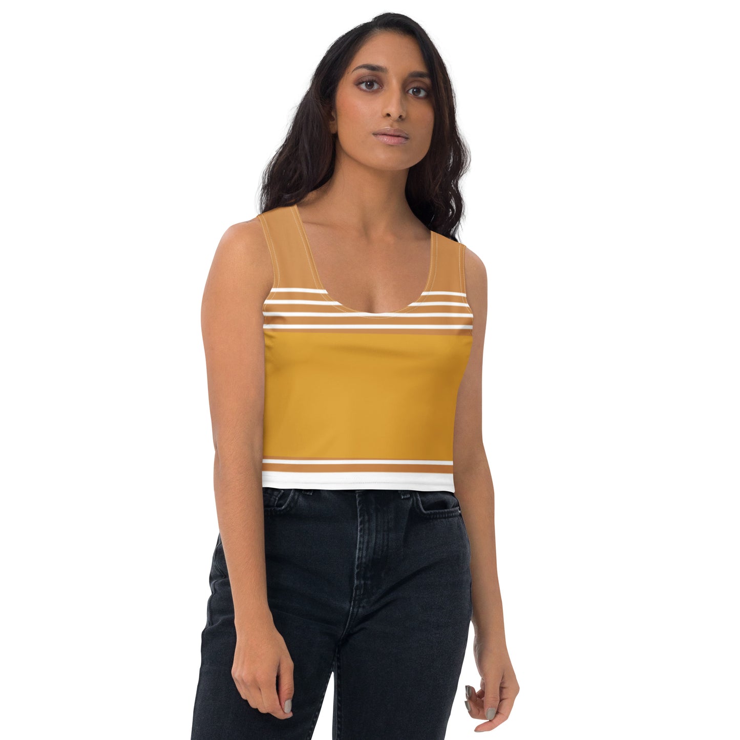 Brown Striped-Crop Top