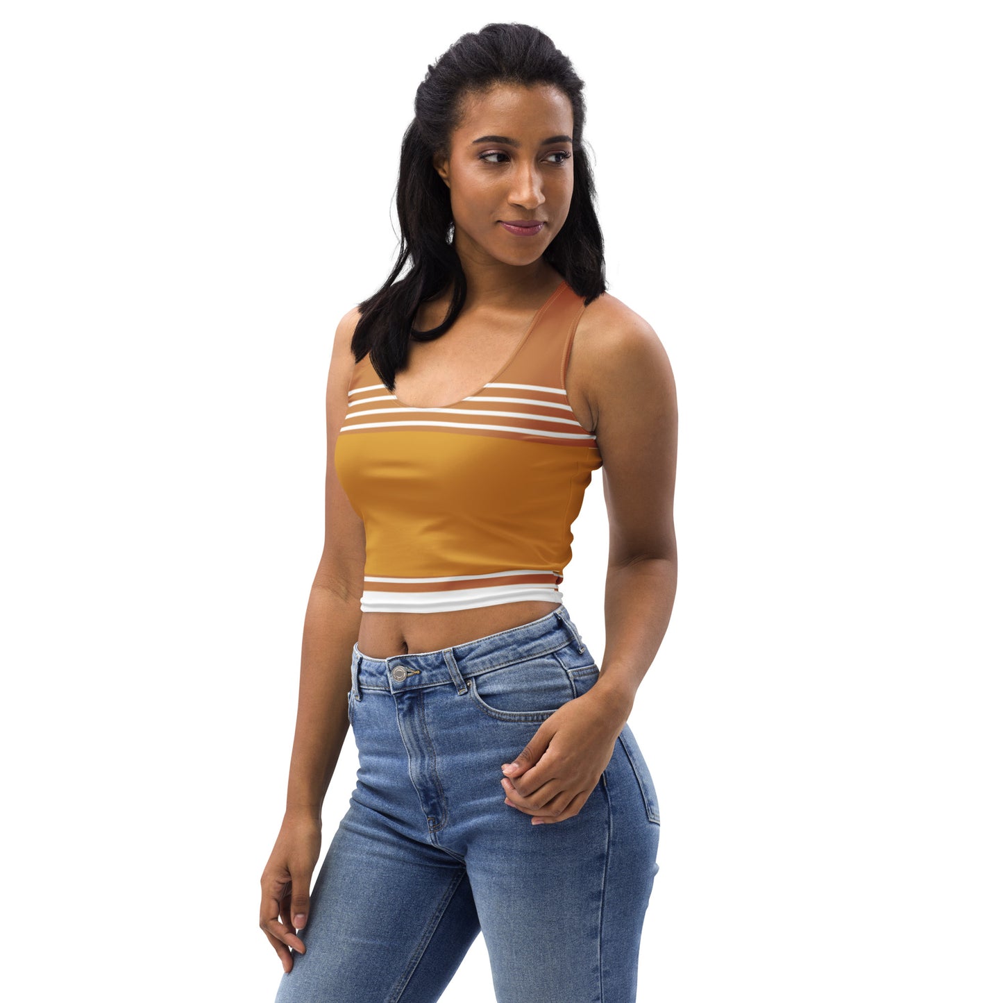 Brown Striped-Crop Top