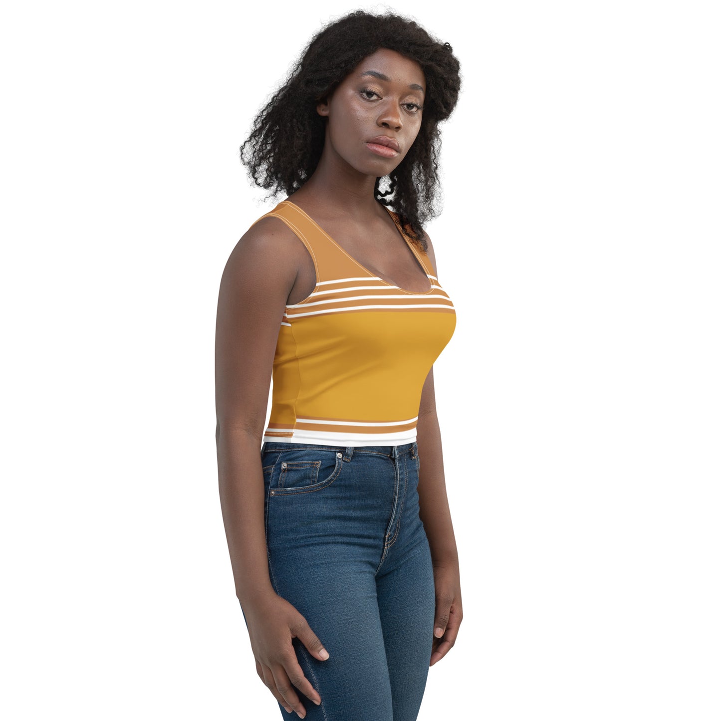 Brown Striped-Crop Top