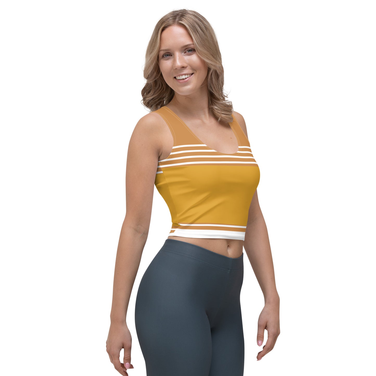 Brown Striped-Crop Top