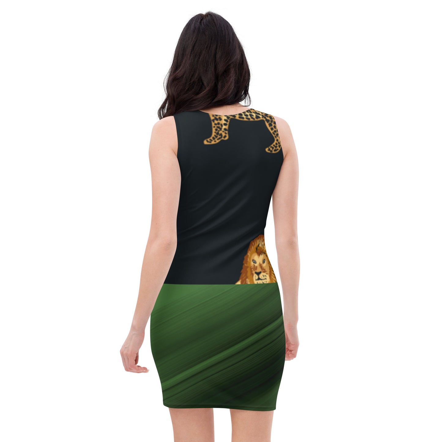 Exotic Green Dress-with Safari Print Vest