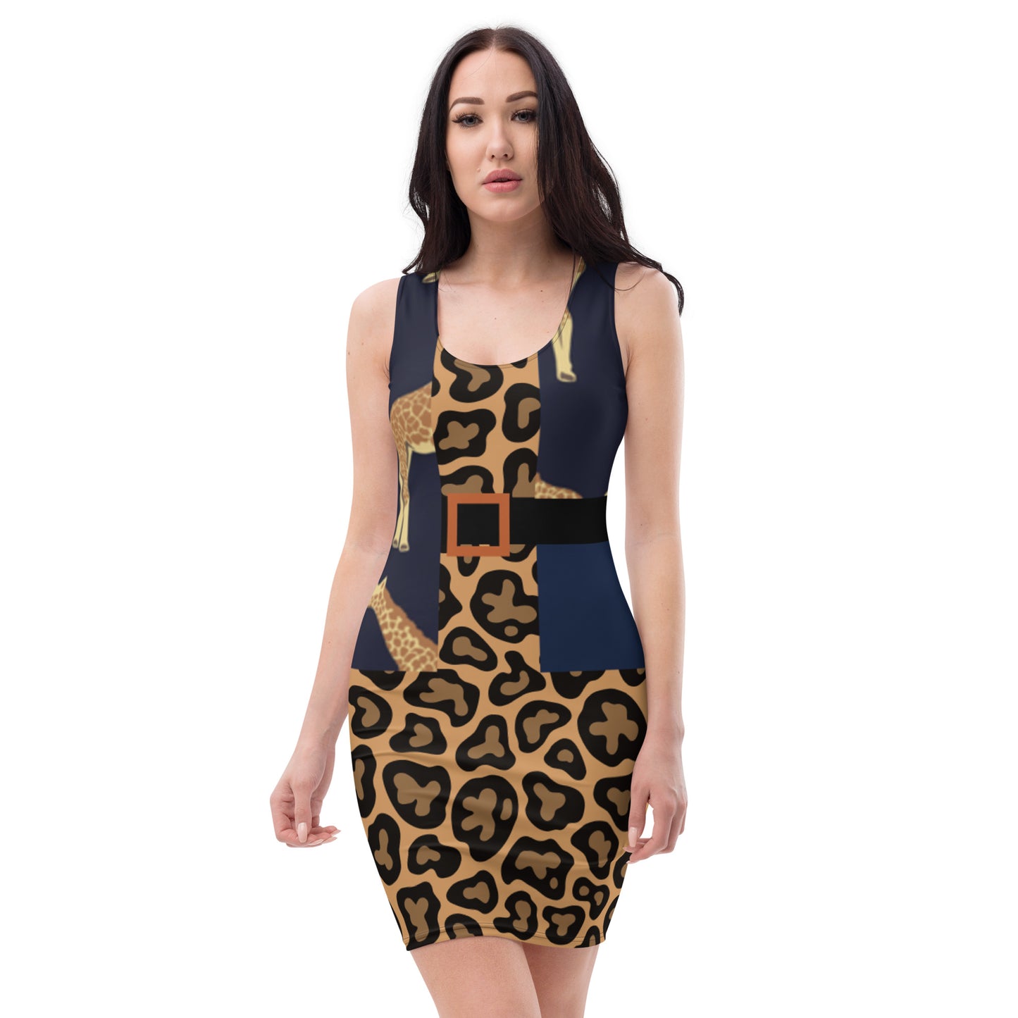 Cheetah Dress- With Giraff Print Vest &Belt(with Buckle)