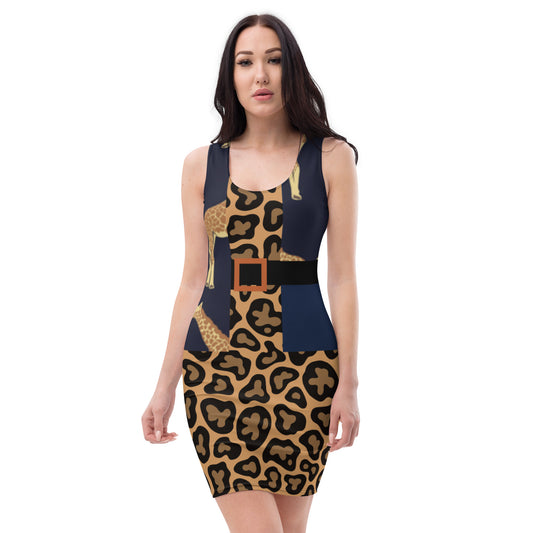 Cheetah Dress- With Giraff Print Vest &Belt(with Buckle)