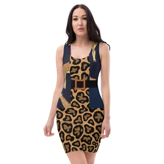 Cheetah Dress- With Giraff Print Vest &Belt(with Buckle)