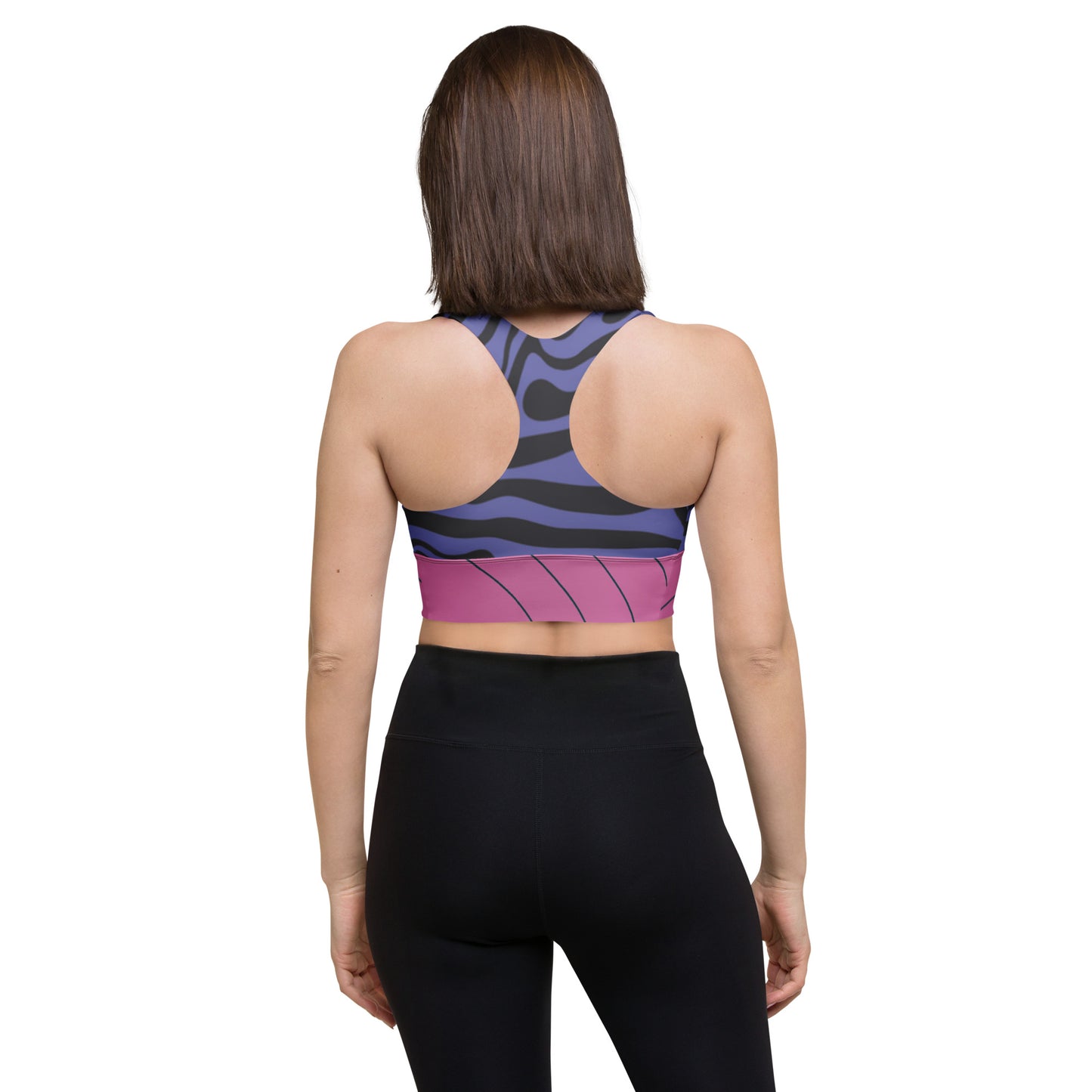 Pink&Purple Swirls 2.1- Retro Longline Sports Bra