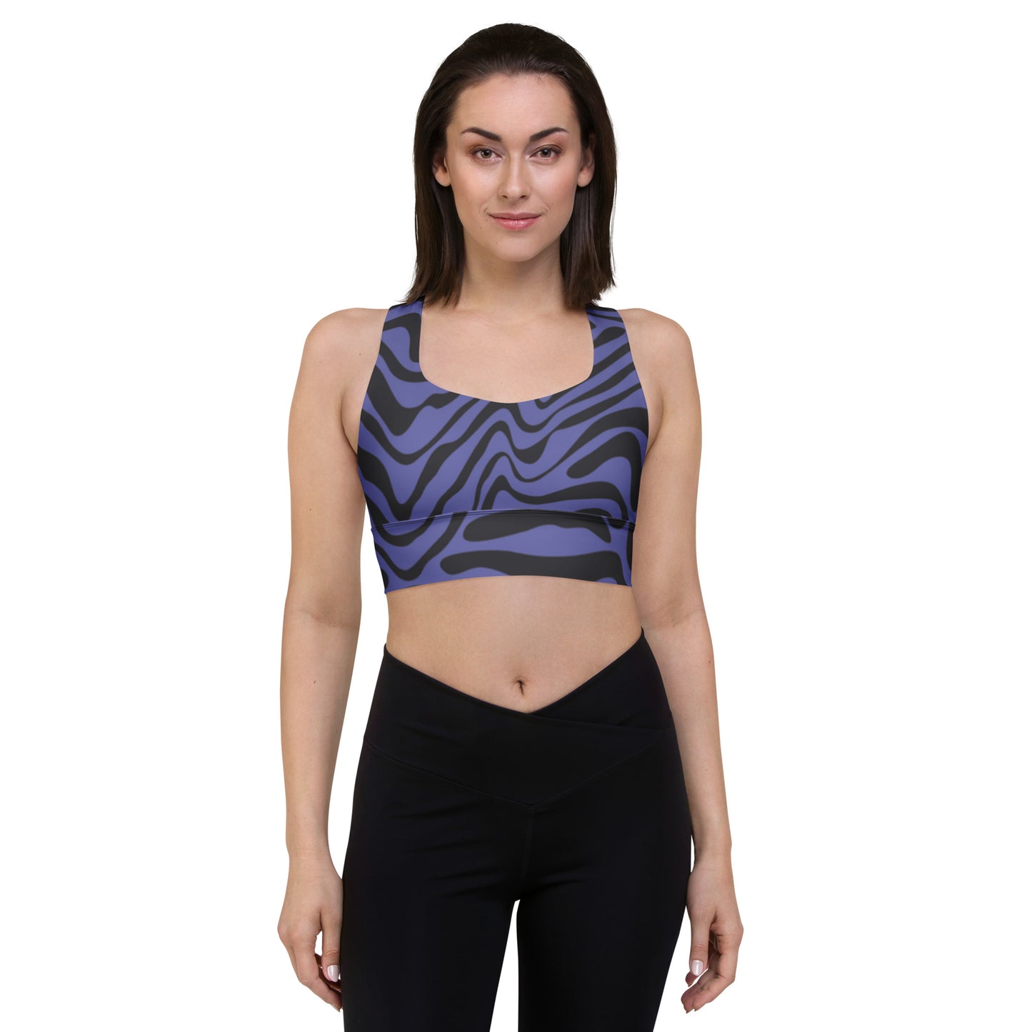 Purple Swirls-Retro Longline Sports Bra