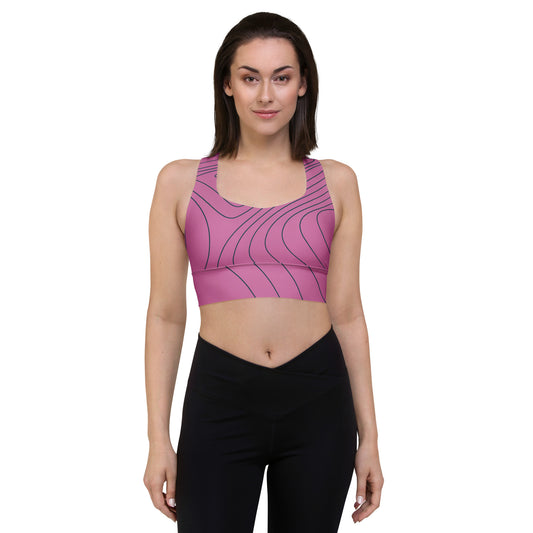 Pink Swirls-Retro Longline Sports Bra