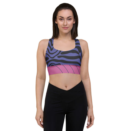 Pink &Purple Swirls 2- Retro Longline Sports Bra
