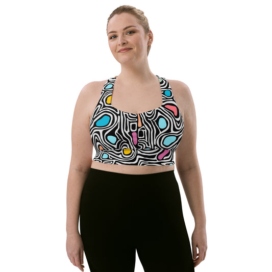 Colorful Twirls-Retro Longline Sports Bra