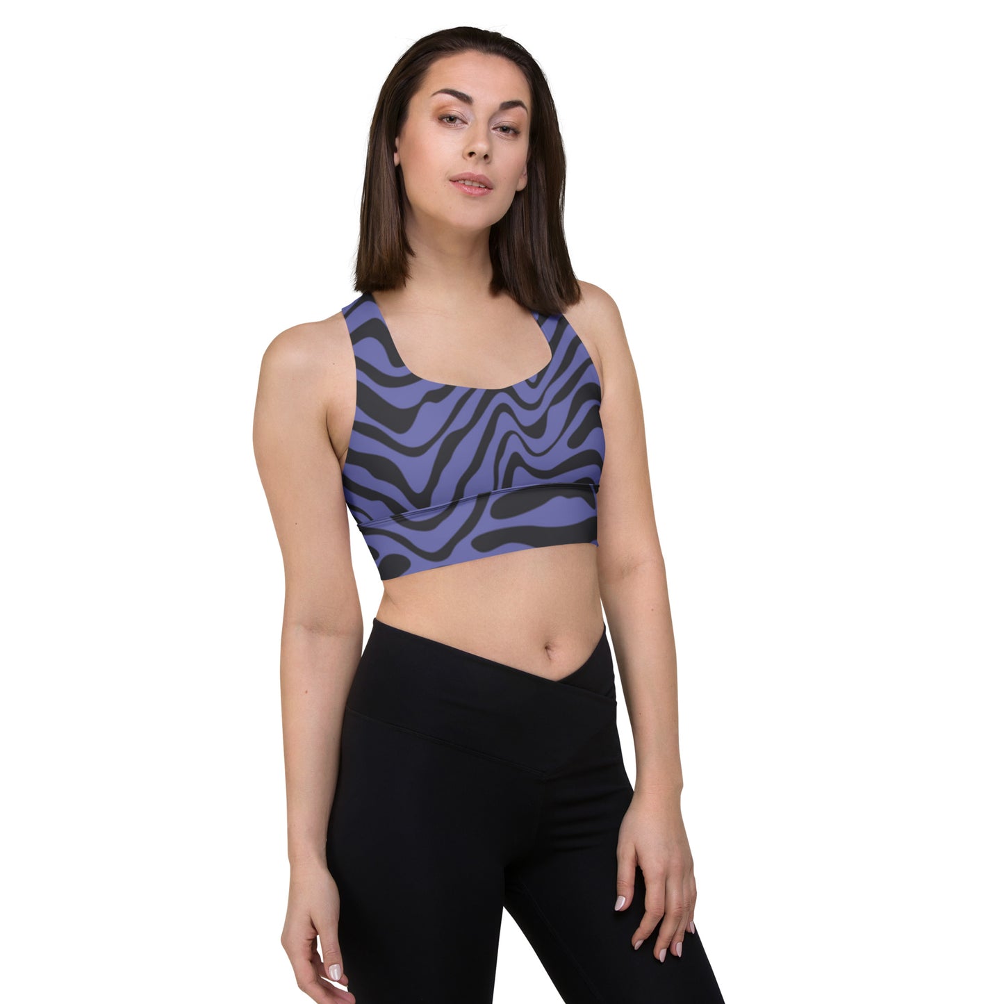 Purple Swirls-Retro Longline Sports Bra