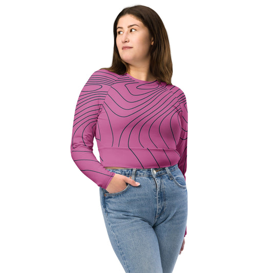 Pink Swirls-long sleeve crop top