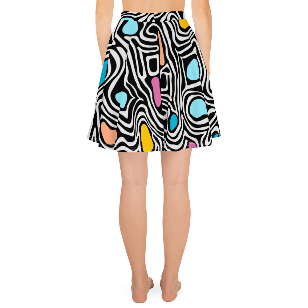 Colorful Twirls-Retro Flare Skirt