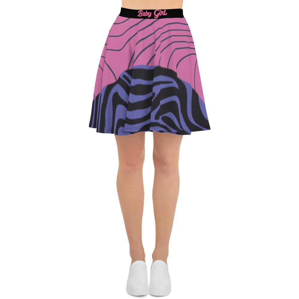 Pink& Purple Swirls-Retro Flare Skirt
